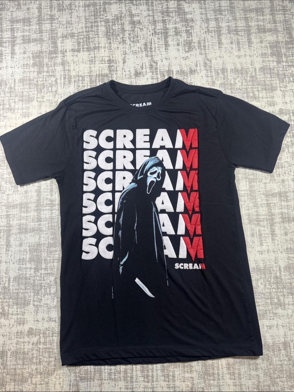 Scream Graphic Short Sleeve Tee - Black Unisex 26X17 PTP SZ SMALL
